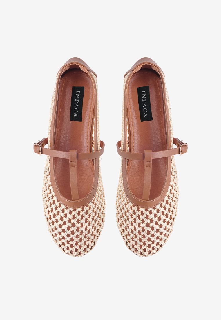 Aria Black Woven Mary Jane Flat Shoes Summer Slip On